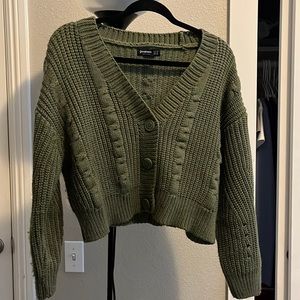 ASOS green cropped sweater cardigan
